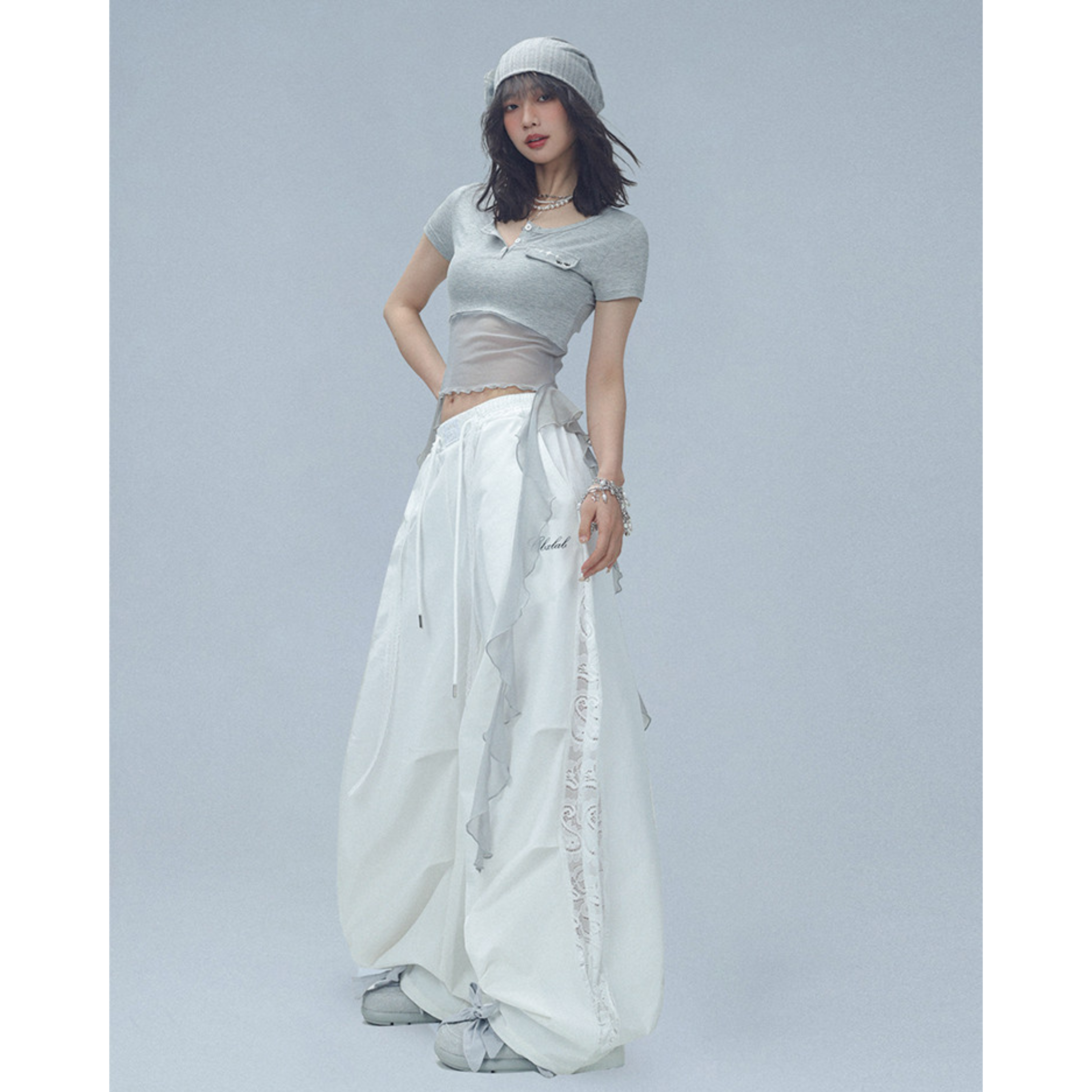 LACE VEIL NYLON PANTS