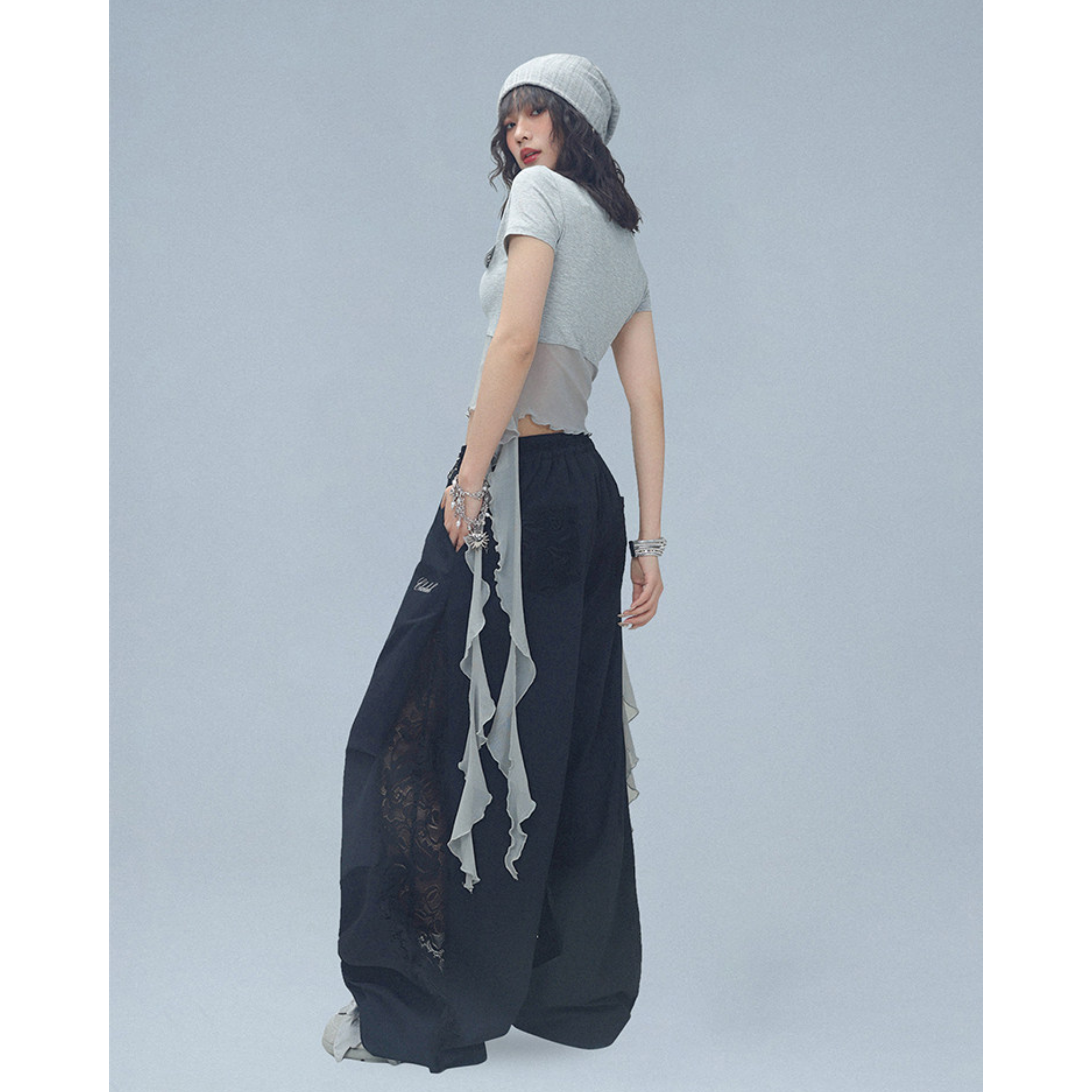 LACE VEIL NYLON PANTS