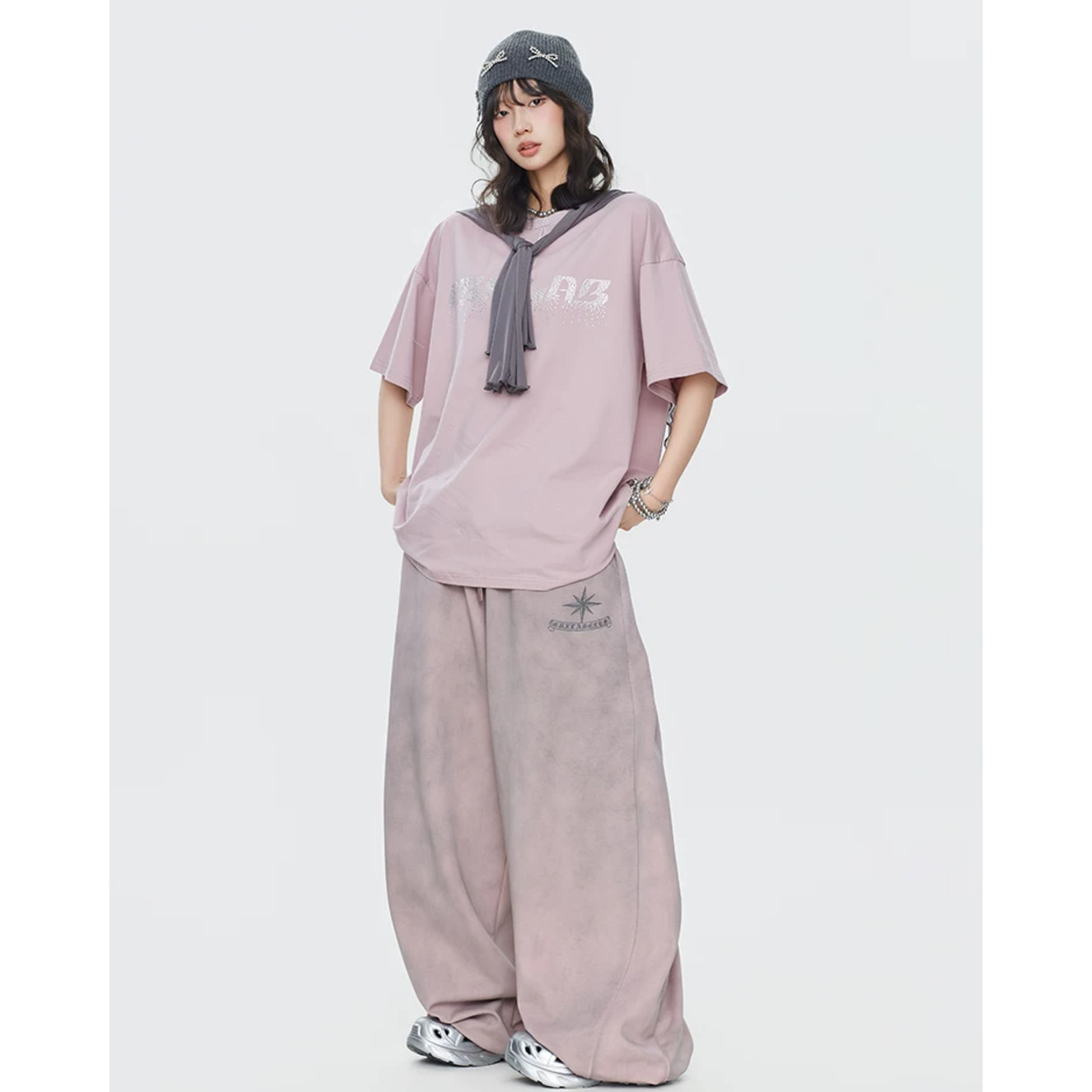 LUNE PINK DRAPE WIDE PANTS
