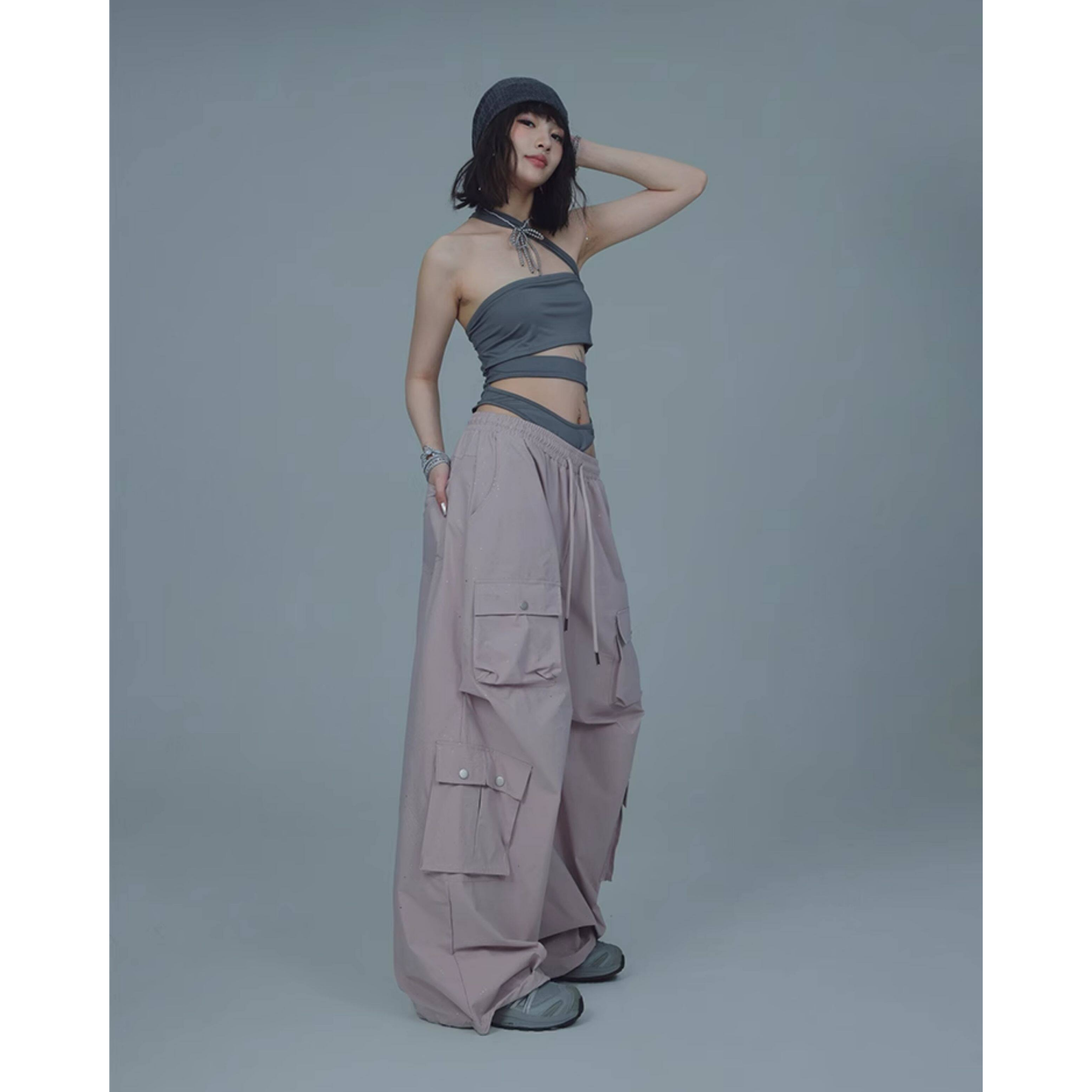 GLITTER CARGO WIDE PANTS