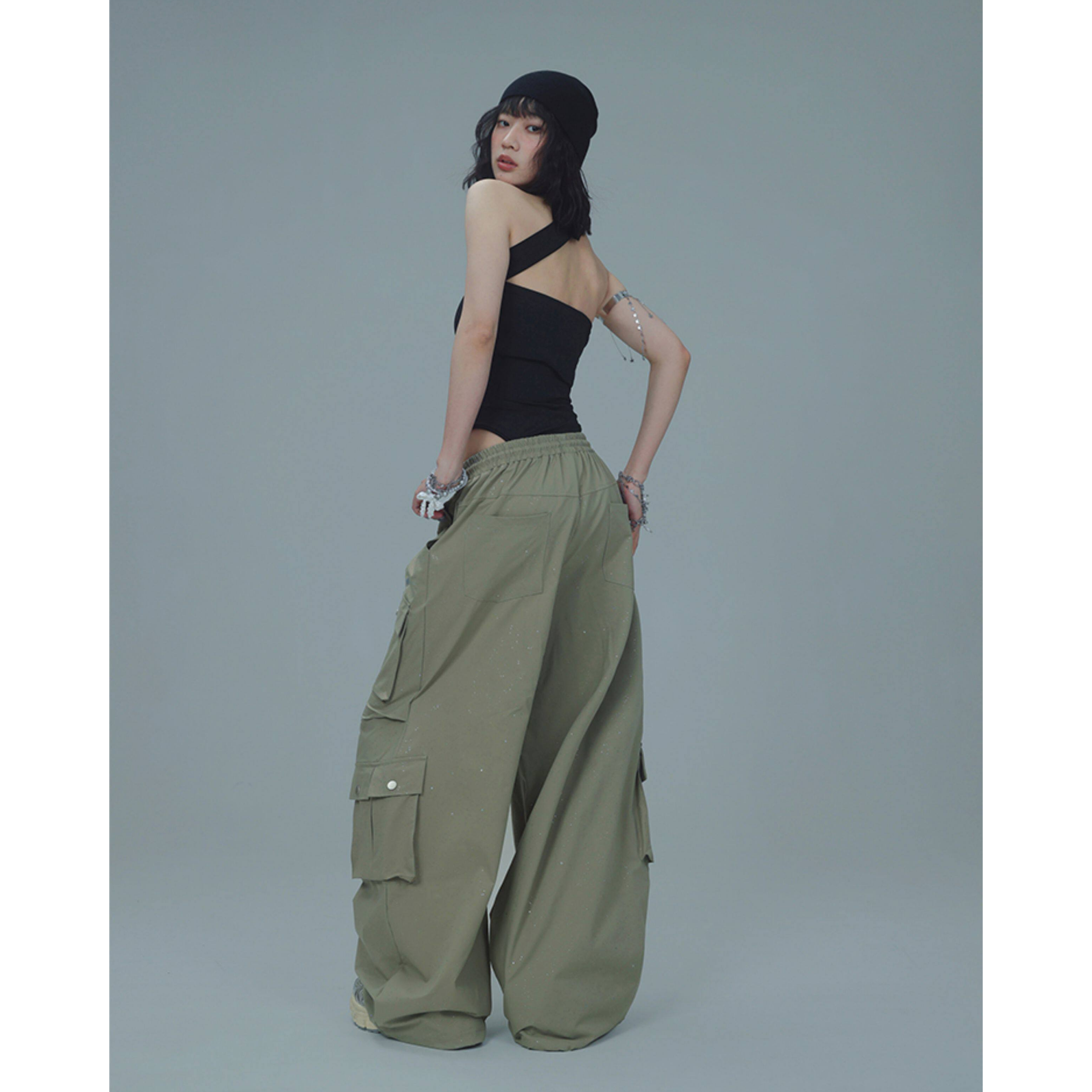 GLITTER CARGO WIDE PANTS