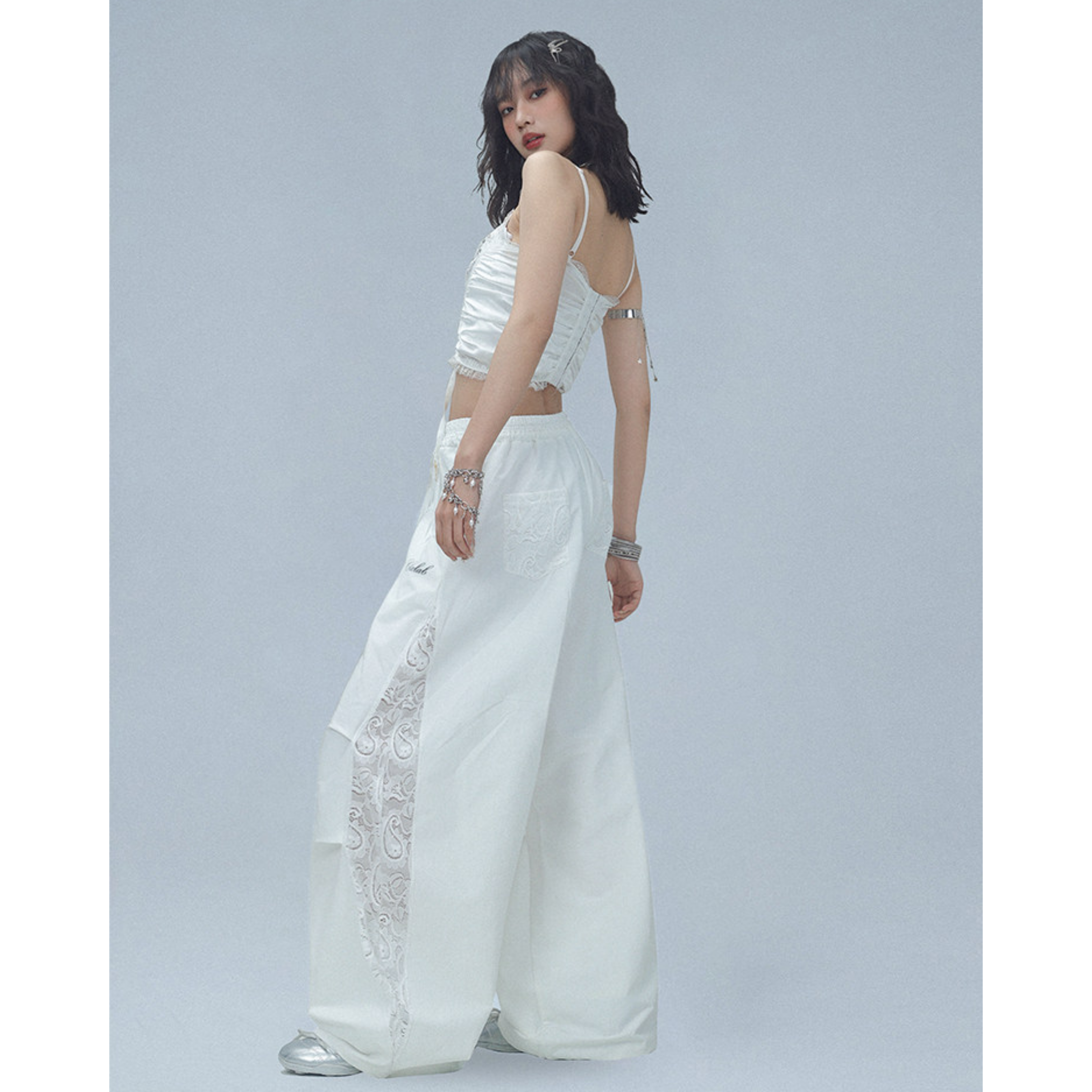 LACE VEIL NYLON PANTS