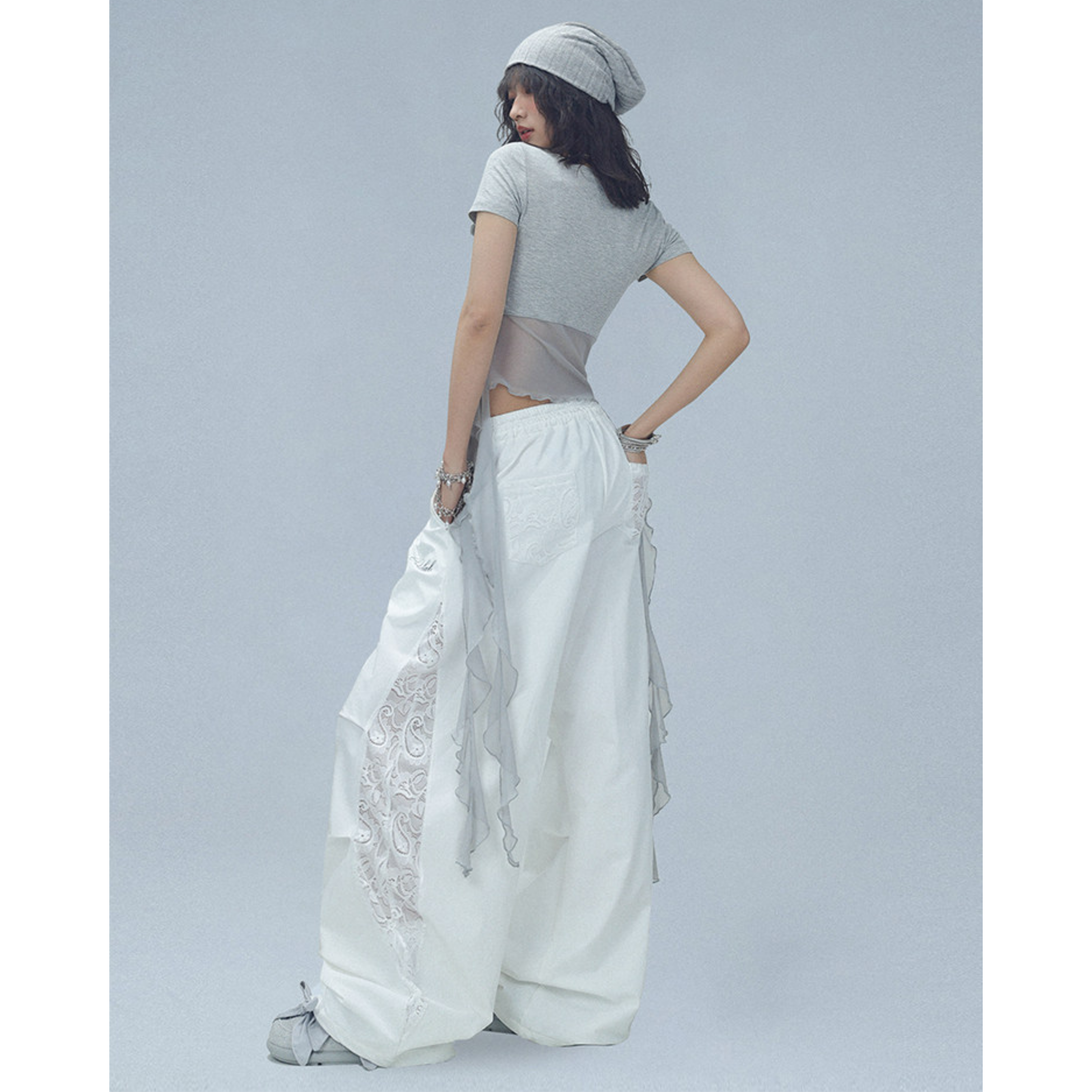 LACE VEIL NYLON PANTS