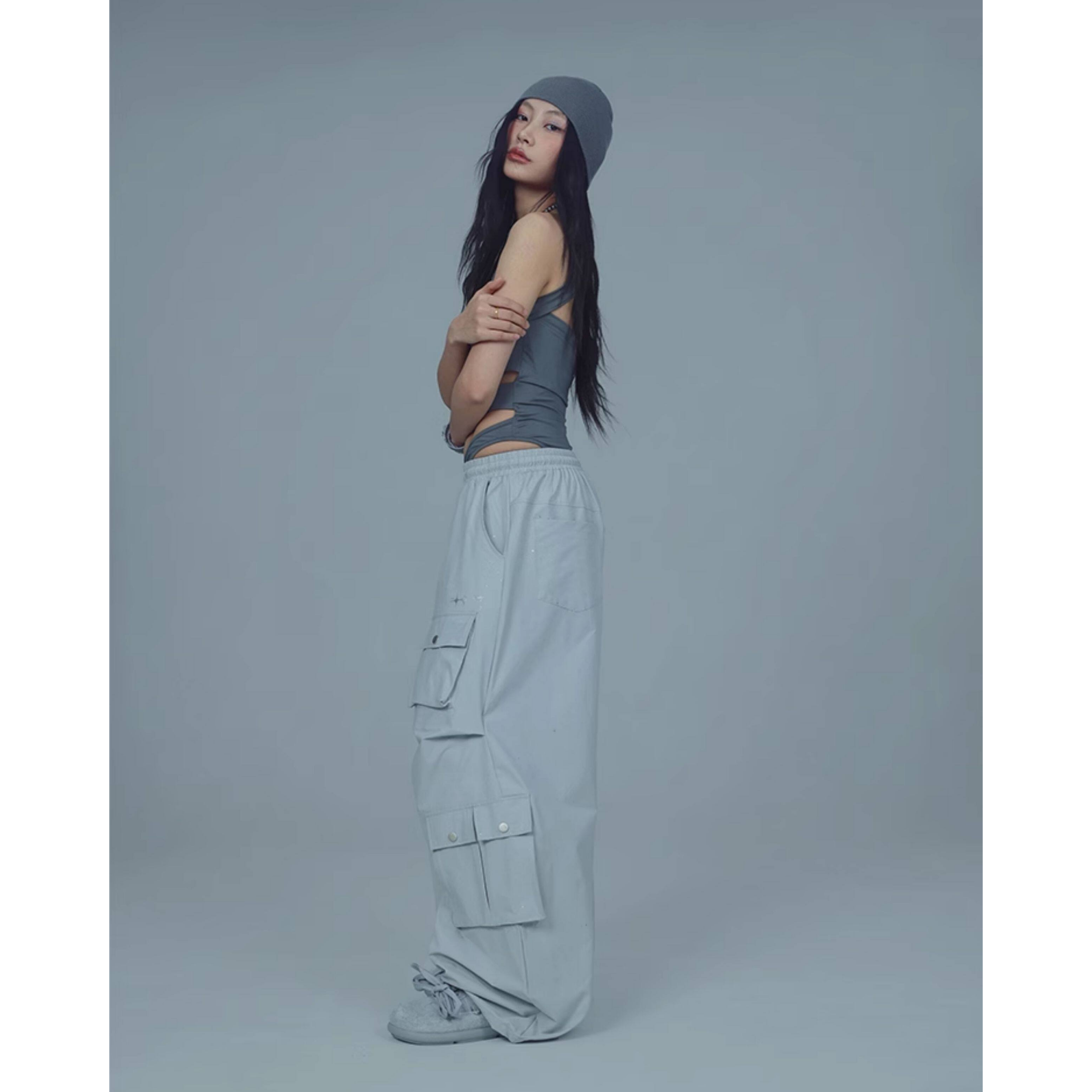 GLITTER CARGO WIDE PANTS