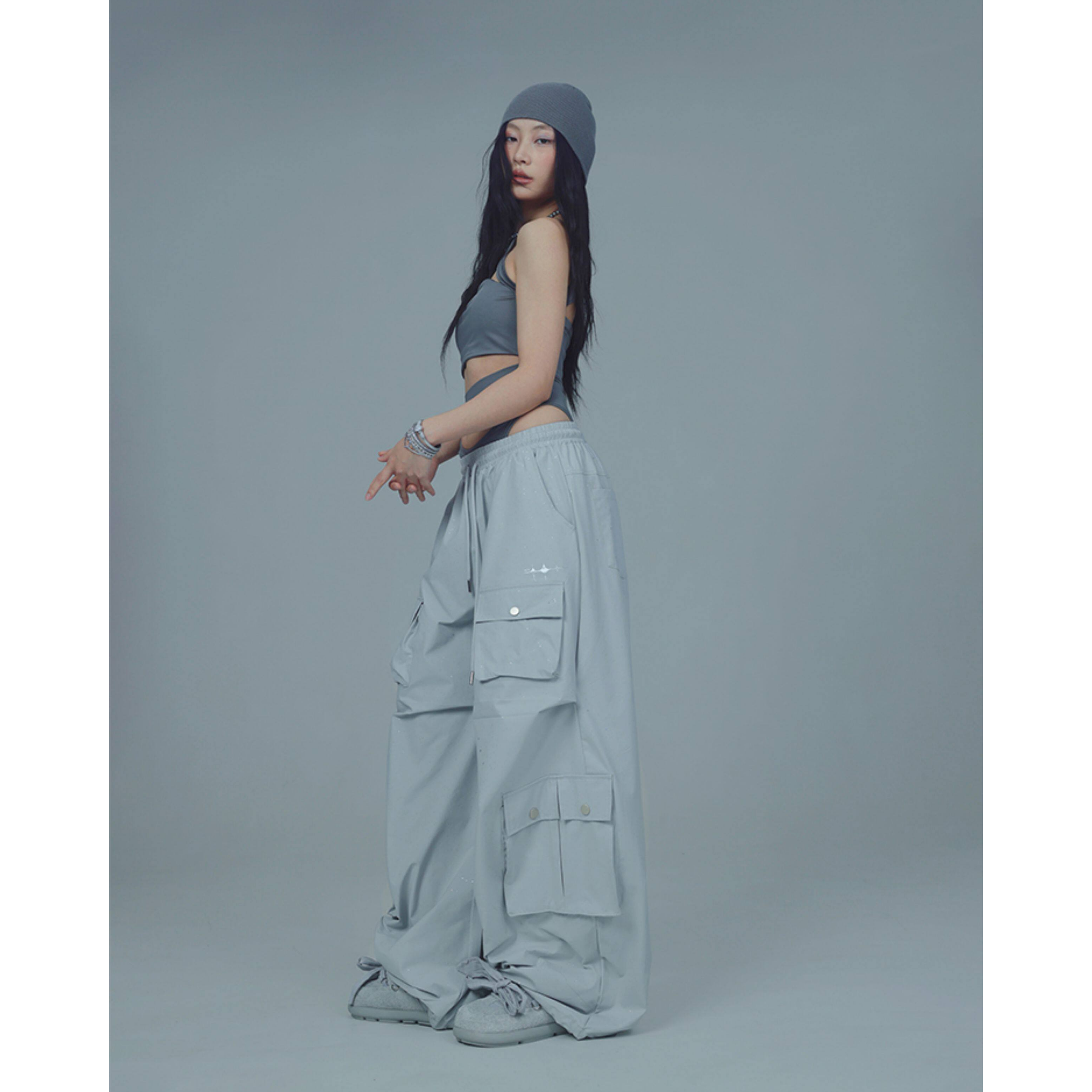 GLITTER CARGO WIDE PANTS