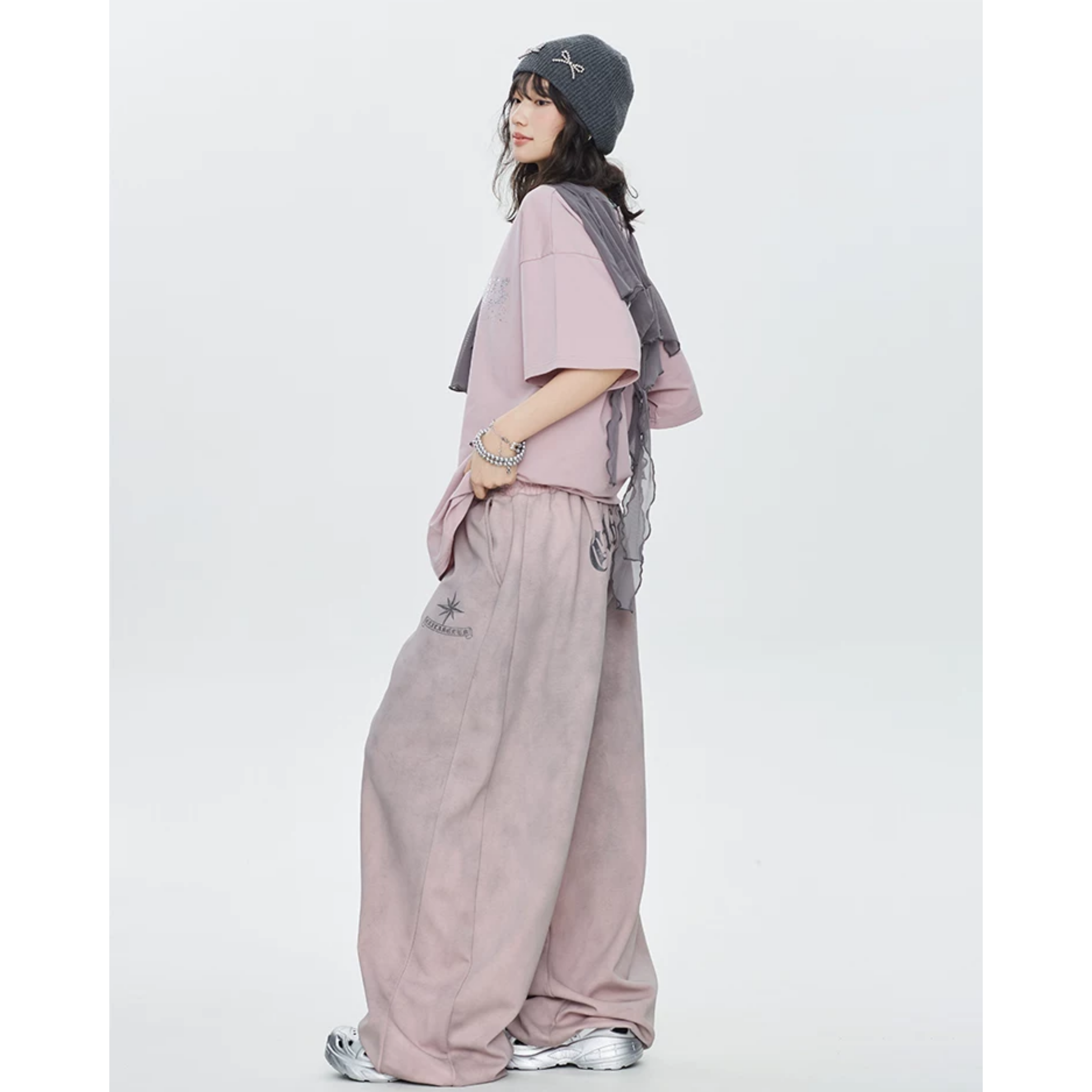 LUNE PINK DRAPE WIDE PANTS